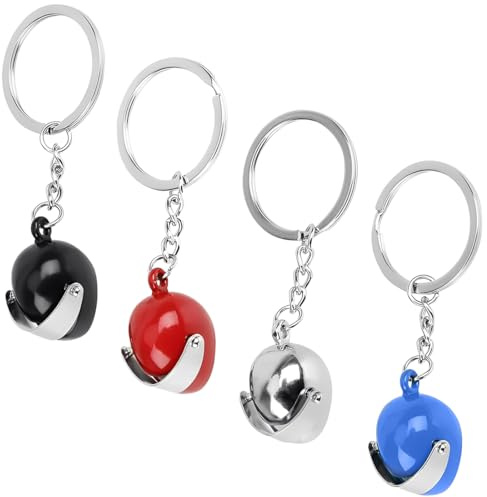 4 PCS Porte Cle Moto, Porte Clé, Porte-clés de casque de moto, Clochette Moto Guardian Ride Bell, Bell Acier Inoxydable Argent, Moto Cyclisme, Vélos