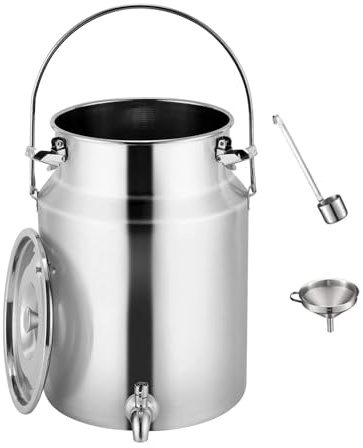 RSBFER Bidone del Latte in Acciaio Inossidabile 304 con Rubinetto, distributore di Bevande e liquidi a Prova di perdite per Latte, Vino, Olio - di qualità Alimentare,3L
