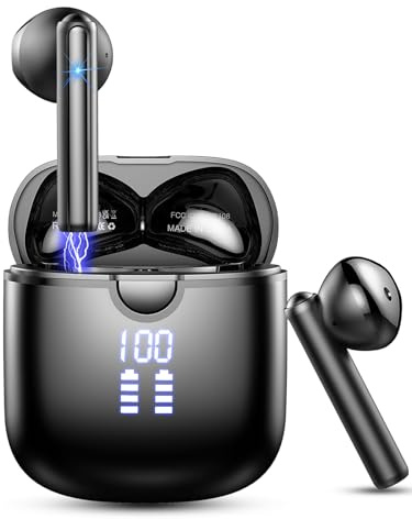 Kopfhörer Kabellos Bluetooth 5.3, Bluetooth Kopfhörer mit 4 ENC Noise Cancelling Mic, in Ear Kopfhörer 40 Std Spielzeit HiFi Stereo, USB-C kabellose Kopfhörer IP7 Wasserdicht für Arbeit und Studium