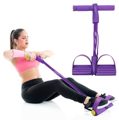 Corde de tension multifonction à 6 tubes avec poignées – Équipement d'entraînement musculaire abdominal et des jambes pour la maison, la salle de sport, le bureau, les débutants et les amateurs de