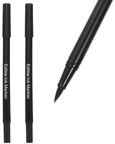 DIYEAH Stylo Comestible 2 Pièces Stylo Marqueur Comestible À Double Pointe Alimentaire Noir Pour Décoration De Biscuits Glaçage Donuts Pâtisseries Et Dessins Précis