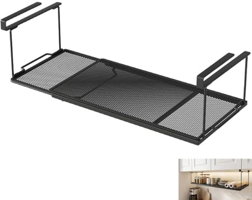 SVUPUE Under Shelf Storage,Hanging Shelf, Black Kitchen Cabinet Organizer,Under Shelf Basket, Adjustable Hanging Metal Under Cabinet Shelf, For Storage In Kitchen, Bedroom And Office