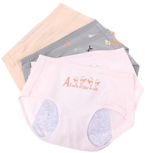 Ciieeo Mutandine Mestruali da Donna Anti-perdita 6 Pezzi in Cotone, Slip Fisiologici Traspiranti Vita Alta Supporto Addominale, Biancheria Intima Igienica per Ciclo Mestruale
