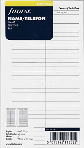 Filofax 250181 Personal Telefonnummern Organizer