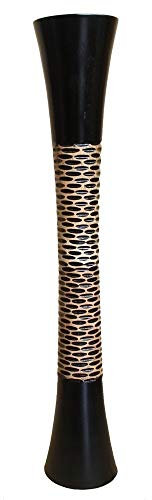 Leewadee Grand Vase A Poser Au Sol pour Branches Décoratives De Pampa, Vase en Bois De Manguier, 70 cm, Noir