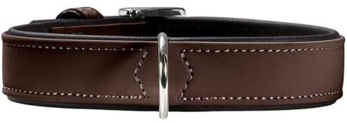 HUNTER Softie Hundehalsband | Kunstleder in Nubukoptik, Made in Germany, pflegeleicht & alltagstauglich, hoher, Farbe: braun/schwarz, Größe: 60