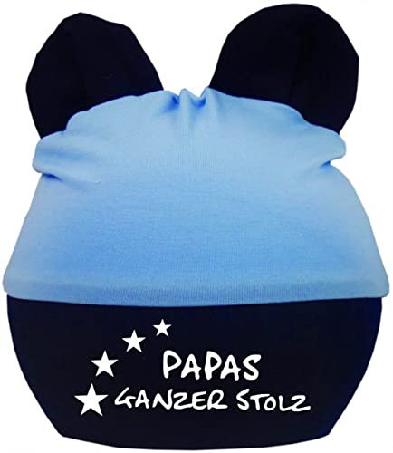 Kleiner Fratz Baby Ohren Mütze Multicolor (Farbe hellblau-Navy) (Gr. 1 (0-74) Papas ganzer Stolz