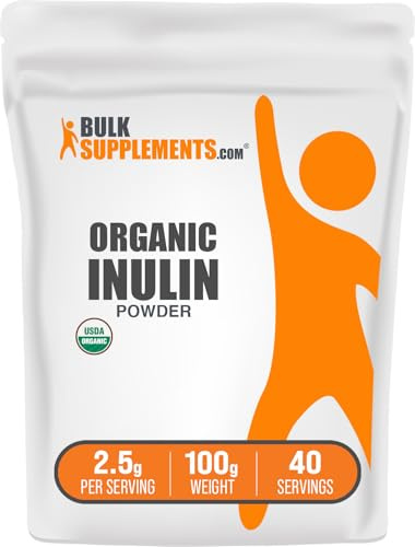 BulkSupplements.com Organic Inulin Powder - Inulin Supplement, Soluble Fiber Powder - Vegan & Gluten Free - 2.5g per Serving, 100g (3.5 oz) (Pack of 1)