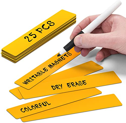 2DOBOARD Balken Magnete Wiederbeschreibbar - 15 x 2,5 cm Orange - 25 Stück - für Magnettafeln, Kühlschränke, Plantafeln und Whiteboards (Orange)