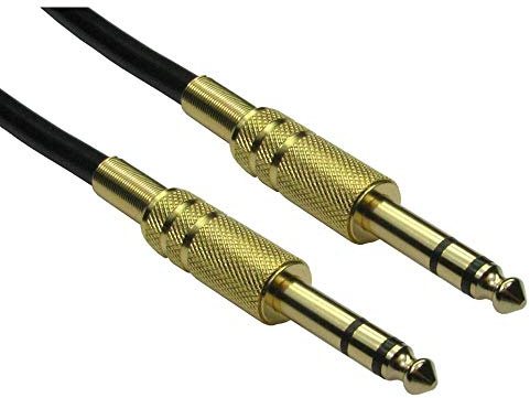 Ex-Pro Guitar Lead, Gold 20m, 6.35mm 1/4 Male to Male TRS Stereo Jack Instrument Patch Cable for Effects Pedal Board Bass Keyboard Amplifier