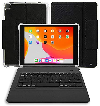 QWERTY - Funda con teclado para iPad Classic de 10,2 pulgadas (10,2 pulgadas, incluye lápiz capacitivo), color negro