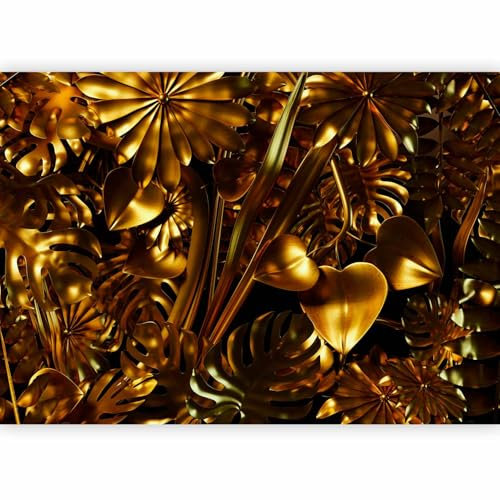 murando - Papier peint panoramique nature 200x140 cm - Revêtement mural décoration pour chambre salon - Design moderne - Marron gris jaune - Feuilles de la jungle tropicales b-A-0594-a-a