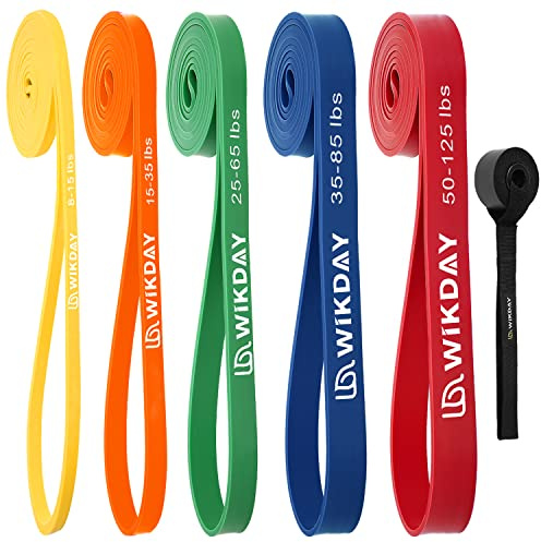 WIKDAY Resistance Bands, Pull Up Bands, Workout Bands for Exercise, Thick Heavy Resistance Band Set with Door Anchor, Elastic Bands for Body Stretching, Training at Home/Gym for Men & Women Multicolor
