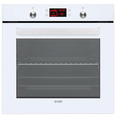 Svan Horno Multifunción Cristal blanco SVH375B. Capacidad 78 Litros, 1200W, 10 Programas, Interior Esmaltado, Fácil Limpieza, Eficiencia Energética Clase A