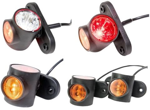 Web Truck 2 x Piloto de señalización lateral de goma LED 12V 24V con homologación E luz de posición coche camión caravana blanco rojo naranja