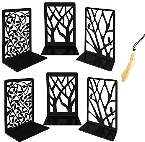 Iycnkok Serre Cale Livres en Métal - Presse Bloc Livre Design Noir - Bookends Décoration Robustes pour Bibliothèque étagère Bureau Écoles Librairie - Lot de 6