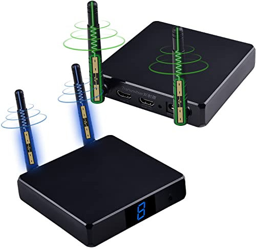 moretop Trasmettitore e ricevitore audio e video wireless 5,8 GHz 9 canali HDMI 1080P mittente con prolunga IR remoto per via cavo, satellite, DVD alla TV in modalità wireless(MT-HD3504)