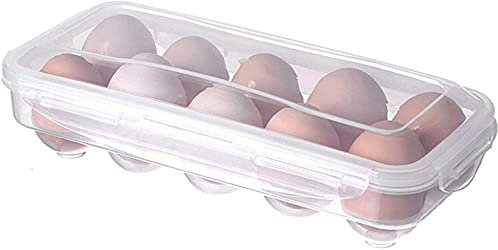 LNJ Eierbehälter KühlSchrank,Eier Aufbewahrungsbox Mit Deckel,Tragbare Stapelbar Ei Eierbox,Transportbox Eierbox Aus Kunststoff (10 / Gitter)