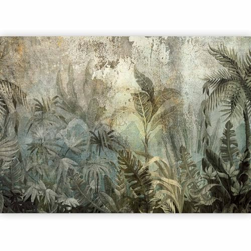 murando Carta da parati Foglie 450x315 cm Fotomurali in TNT Murale alla moda Decorazione da Muro XXL Poster Gigante Design Cameretta Carta per pareti Natura Palme Effetto cemento verde b-C-10082-a-a