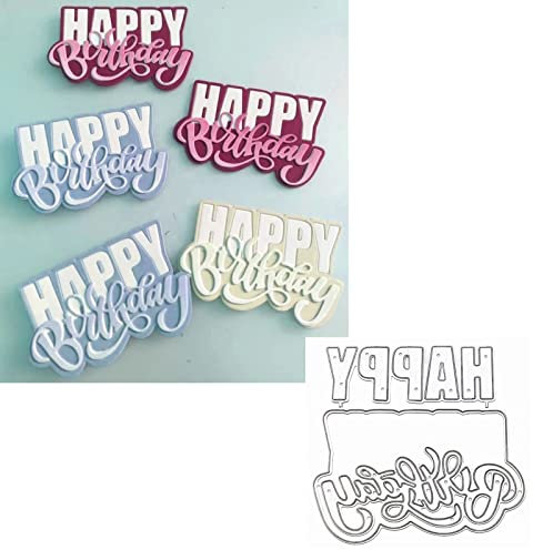 Happy Birthday Letter Metal Die Cuts, Words HappyBirthday Frame Stencils DIY Crafts Cards Cutting Dies Cuts for DIY Embossing Card Making Photo Decorative Paper Dies Scrapbooking