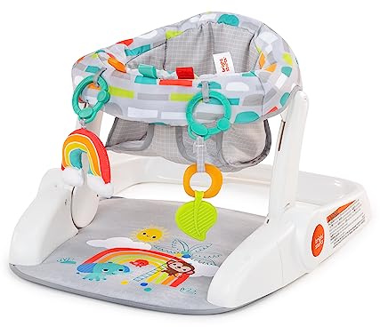 Bright Starts Learn-to-Sit - Asiento de suelo para bebé, 2 posiciones, silla portátil, incluye juguetes sensoriales, unisex, 4-12 meses
