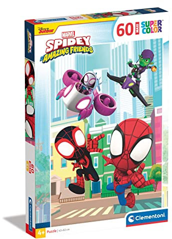 Clementoni - 26476 - Supercolor Puzzle - Marvel Spidey & His Amazing Friends - 60 Maxi Pieces, Jigsaw Puzzle For Kids Age 4, Puzzle Cartoon, Made In Italy