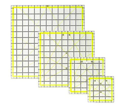 Acryl Patchwork Lineal Set, 4 Stück Quilten Lineal Quadratisches Schneider Lineal mit zweifarbigen Rasterlinien, Transparentes Acryl Quilt-Lineal, Universal Lineal Nähen zum Nähen und Basteln