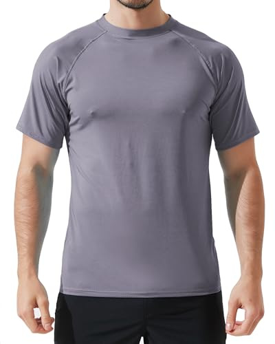 Arcweg Herren Rashguard UV T-Shirt Schwimm Shirt Kurzarm Schnell Trocknend Wassersurf-Shirt UPF 50 Tops Badeshirts (M-3XL)