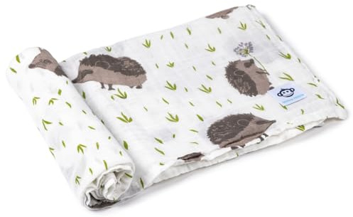 Micu Micu Baby Pucktuch, Musselin Decke Baby, Mulltuch 120x120 cm, Extra Weich, Große Größe, Babygeschenke Zur Geburt Junge und Mädchen (Igel)