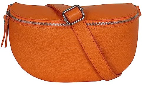 AmbraModa GLX1 - Damen Herren Unisex kleine Hüfttasche Gürteltasche Bauchtasche Umhängetasche aus Echtleder (Orange)