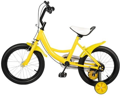 Cutycaty 16 Zoll Kinderfahrrad für Mädchen und Jungen Kinder Fahrrad mit Hilfsrad ab 5-8 Jahre Fahrrad Kinder Fahrrad Gelb