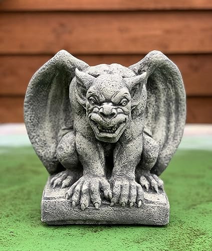 OLOMA Gothic Gargoyle Skulptur Beton Dämon Figur Stein Wächter Wasserspeier Statue Garten Monster Dekor Outdoor Vampir Ornament Zement Kunst Mittelalterliche Statue Gothic Home Skulptur Haustür Dekor