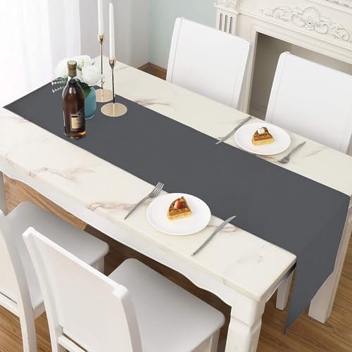 LivinEase Camino de Mesa 42 x 150 cm - Mezcla de Algodón 250 g/m² - Ideal para Mesa Navideña de 4 a 6 Personas - Carbón