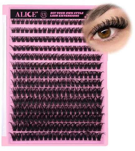 280Pcs Wispy Individual Lashes DIY Eyelash Extensions 8-16MM D-Curly Lash Extensions Lash Clusters 80D Cluster Eyelashes DIY at Home by ALICE