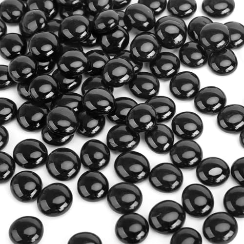 FUTUREPLUSX 5LB Black Flat Glass Marbles, Gemstone Beads, Aquarium Rocks Fish Tank, Gravel Stones Bulk Pebbles Decorative Beads for DIY Crafts Vase Fillers Table Scatter Decor
