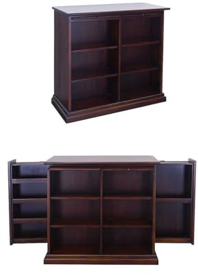 Bücherregal mit verdecktem Barschrank Mahagoni im dunklen Nussbaumfarbton -11167-