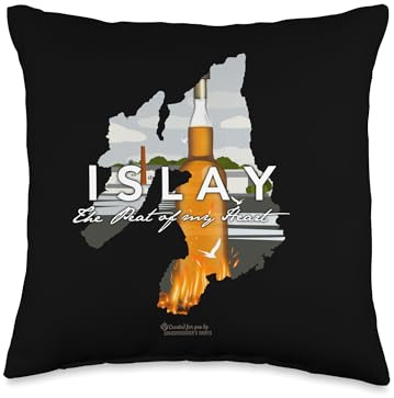 Whisky Design Islay The Peat of my Heart Bottle of Whisky Throw Pillow