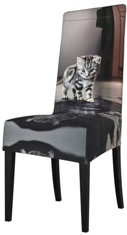 EdWal Stuhlhussen mit Katzenbildern, großer Tiger-Druck, wasserdicht, dehnbar, für Esszimmer, Küche