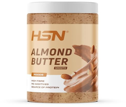 HSN Crema de Almendra 100% Natural | 1 Kg de Mantequilla de Almendras Tostadas - Textura Suave y Cremosa | Sin Aceite de Palma, Sal ni Azúcares Añadidos | Vegano, No-GMO