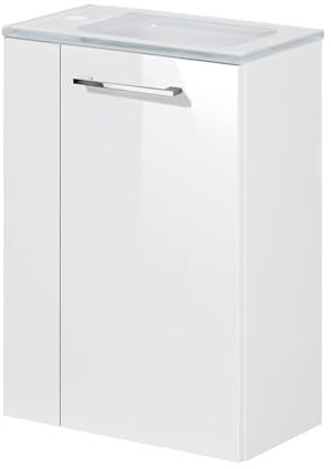 FACKELMANN SBC SCENO Gäste WC Set 2-teilig 45 cm, Weiß, rechts, Glas Weiß