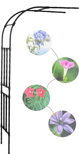 240 cm Arche en métal Jardin Demi-Noir Arche pour Pergola de Rose pour Jardin Escalade Véhicules Figue Bas Parties 60/120/180/270/300cm (Taille : L 200 x H240 cm/W6,5 x H7,9FT)