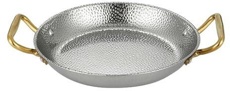 ANSNOW Grill-Paella-Pfanne, Edelstahl-Grillpfanne Mit Griffen, Spanische Paella-Pfanne, Edelstahl-Doppelohren-Pfanne, Antihaftbeschichtete Kochpfanne, Kochgeschirr Für Zuhause Oder Restaurants/Silbe