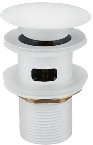 Antfly Juego de desagüe para lavabo con rebosadero, juego de desagüe para válvula de desagüe, válvula pop-up, juego de desagüe universal para lavabo y lavabo (Blanco)