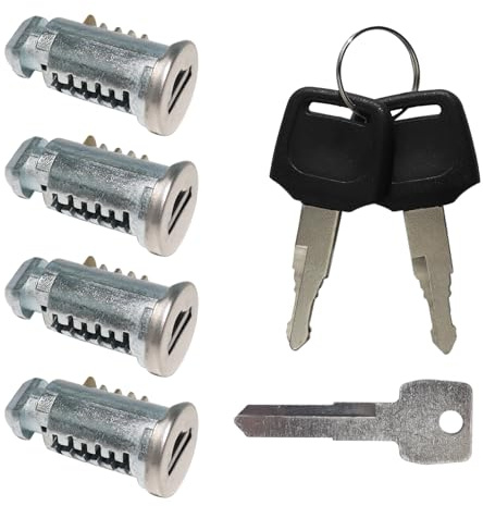 Lot de 4 noyaux de serrure pour Thule, système à une clé comprenant 4 cylindres de serrure, 2 clés et 1 clé de contrôle
