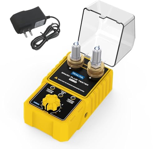 VKALTUL tändstiftstestare, 220 V tändgnisttestare med 2 höjdjusterbara testhål, 0–6 000 rpm, simulerar motoreffekt, skyddshölje, plug and play för 12 V fordon