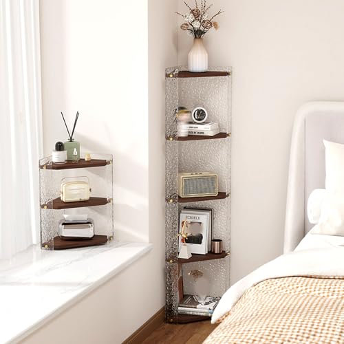 BRCYKRWY Vetrina Soggiorno Moderna Vetrina Espositiva per Collezionismo Vetrina per Collezione in Acrilico Risparmiare Spazio Vetrina Angolare per Uffici,Camere da Letto,Soggiorni(Natural)