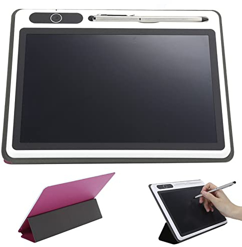 Electronic Notepad LCD Tablet Drawing Pad Business Supplies Hand Painting Tool 9 Inch for Kids Adults at Home School Office (With Faux Leather Case) (Red (with leather case))