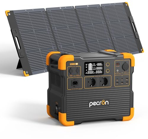 PECRON E2400LFP - Batteria portatile LiFePO4 da 2048 Wh espandibile a 8192 Wh, 2400 W, ricarica rapida AC in 1,5 ore, 4800 W, potenza di emergenza, campeggio, camper (E2400LFP+200 W)