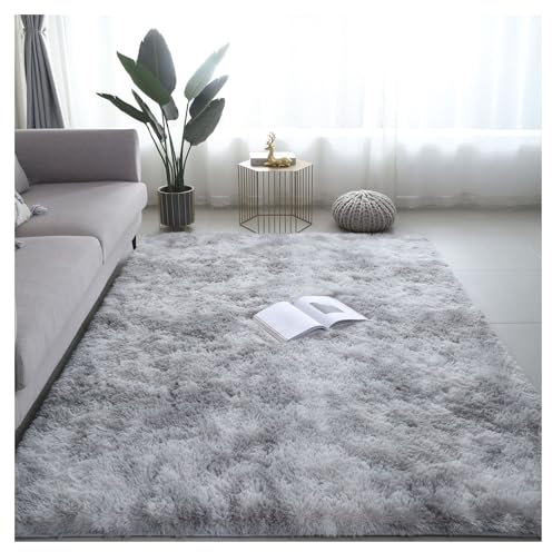 GOUSANG Rechteckiger Teppich 160 x 230 cm Wollteppich Faux Teppich Longhair Wolle Bettvorleger Wolle Bettvorleger Sofa Matte Flurteppich, Küchenteppich, Hellgrau