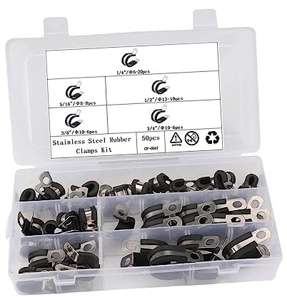 DOITOOL Robustes Schlauchschellen-set Aus Edelstahl Gummikissen 50 Stück Verschiedene Größen Vielseitige Schelle Für Den Einsatz in Der Automobilindustrie Im Marinebereich Und Zu Hause